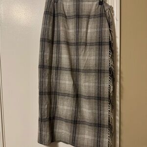 Plaid Gray Wool Wrap Skirt